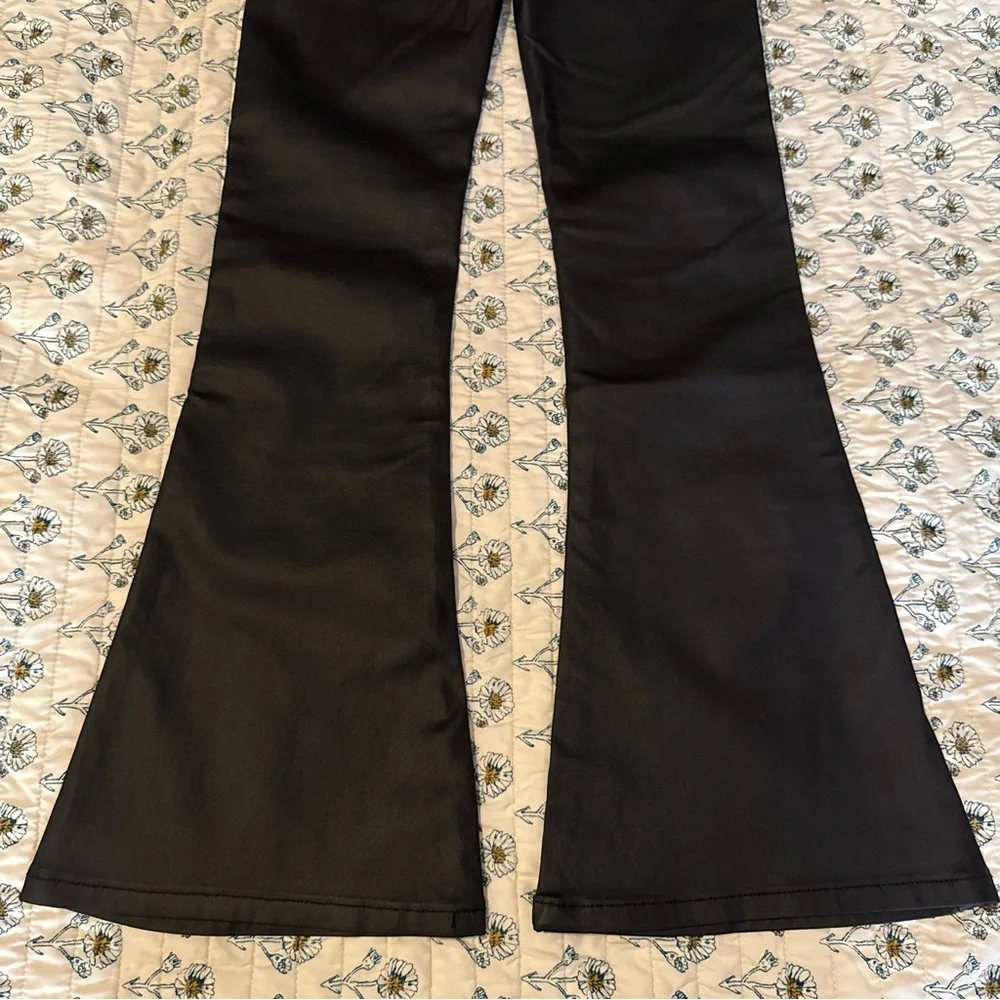 Edikted Black Leather High Waist Flare Pants - Picture 14 of 14